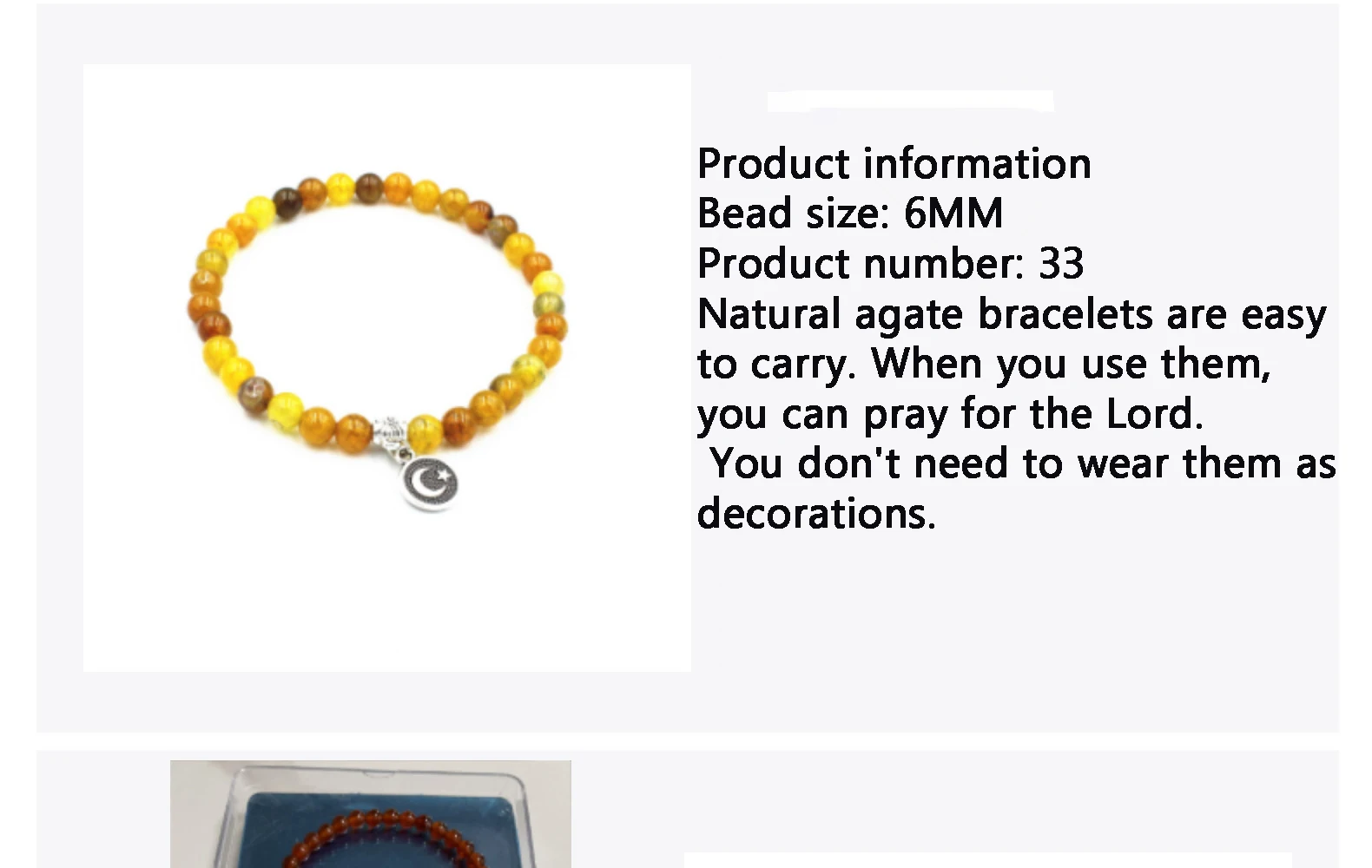 2024 Customizable 33pcs 6mm Agate Natural Stone Tasbih Jewelry-6mm Elastic String Bracelets Muslim Islamic Rosary Prayer Beads