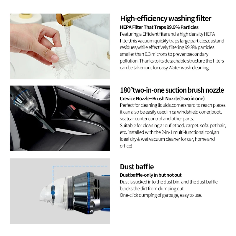 Factory direct Wholesale Vacuum Cleaner Car Smart Powerful Car Vacuum Cleaners