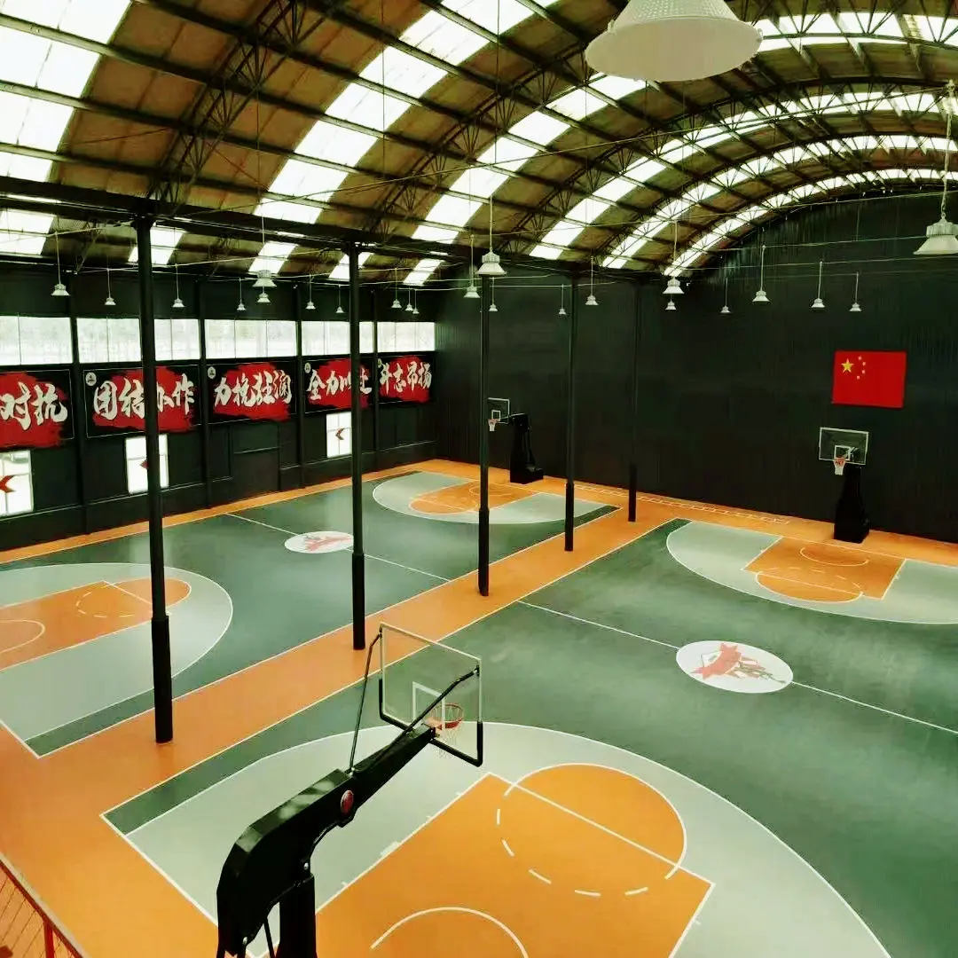 PVC BASKETBALL DESIGN COURT WITH 3-10MM ROLL/TILE FLOORING