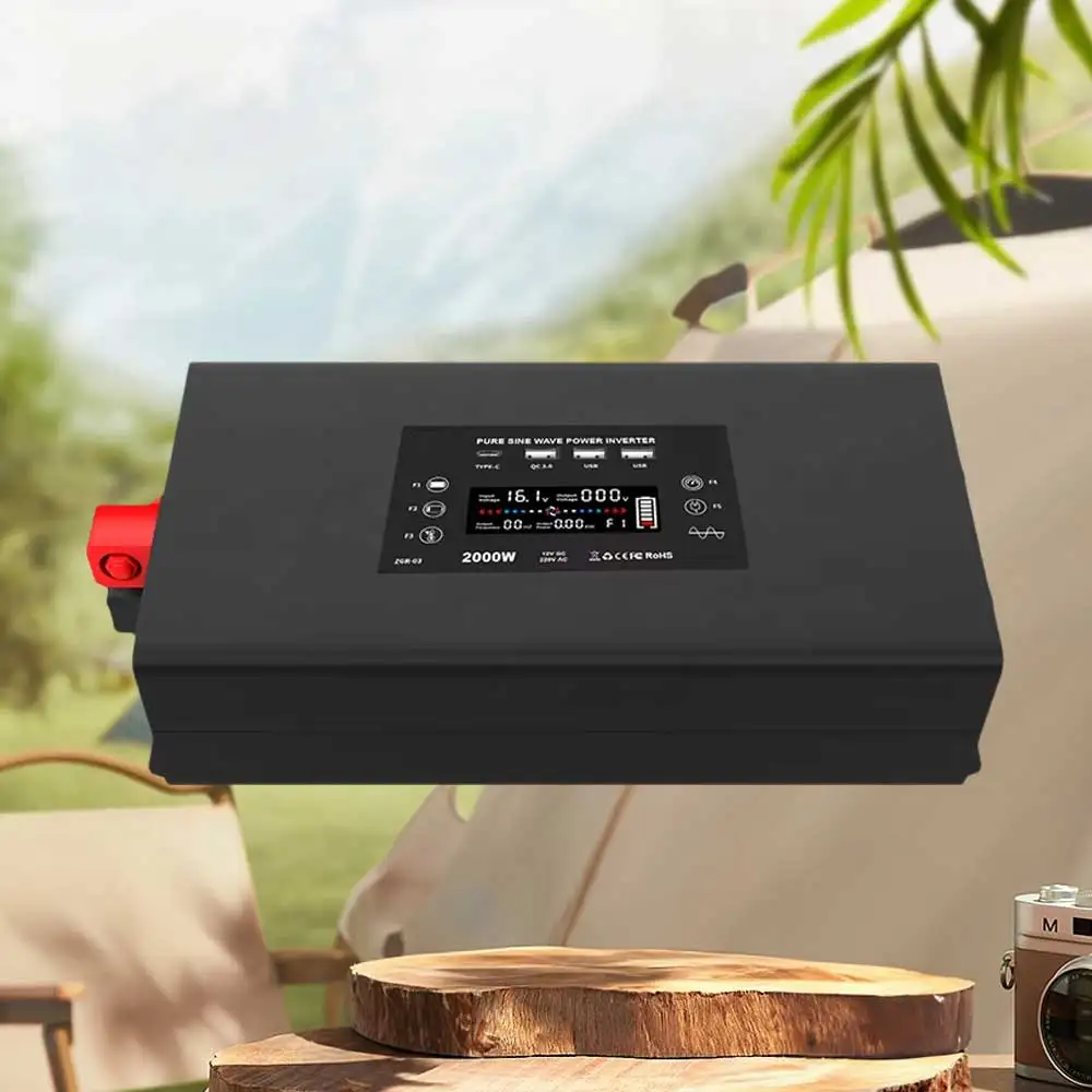 OSWELL 2000W(Peak 4400W) Power Pure Sine  inverter  12V or 24V to AC 110V 220V Converter Supply for RV Home Car Use