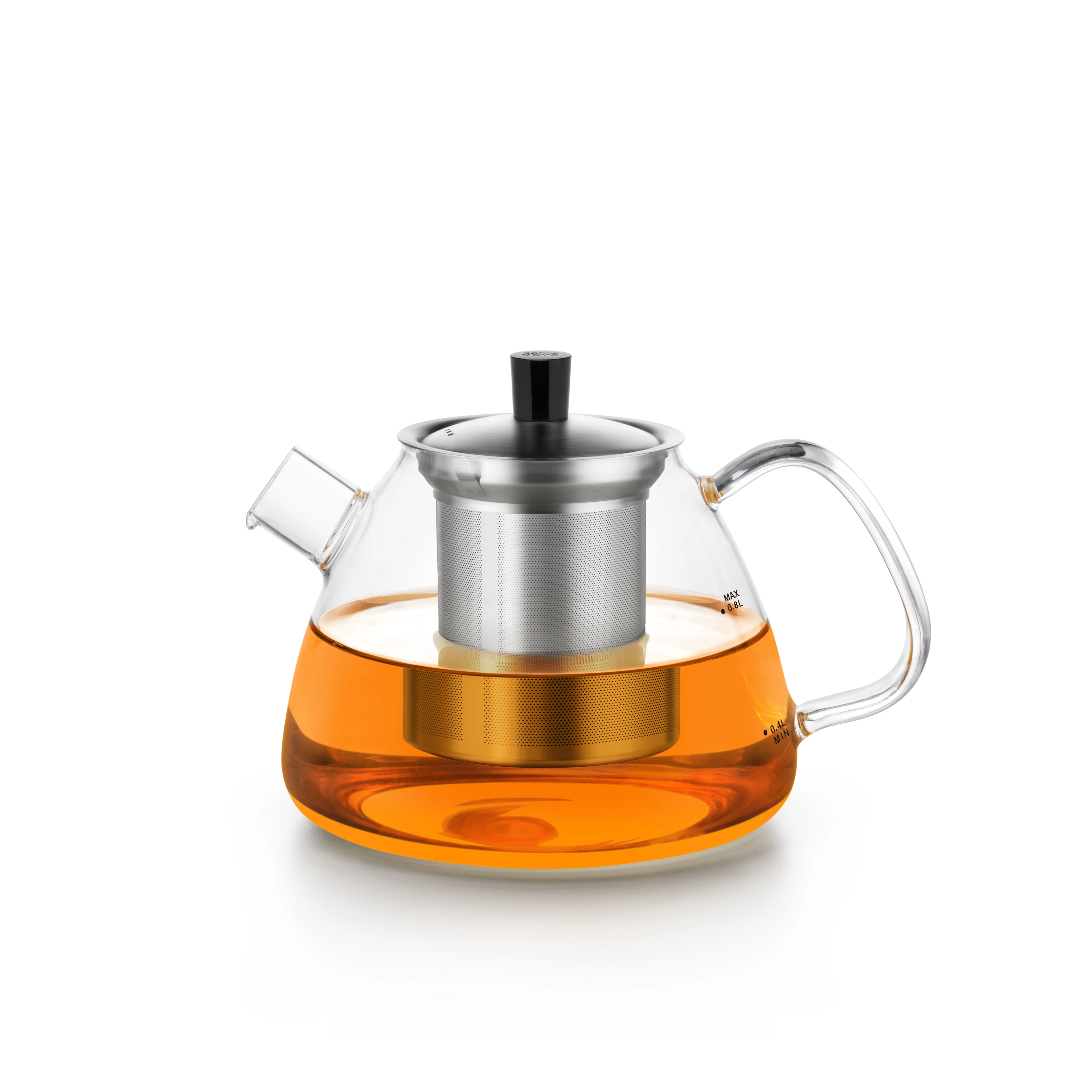 1100ml/36oz Clear High Borosilicate Glass Teapot with Removable Tea Strainer