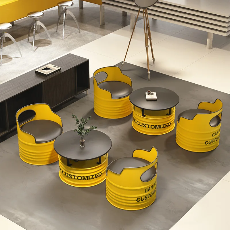 Industrial style oil barrel sofa chair commercial negotiation booth bar store table and chair combination