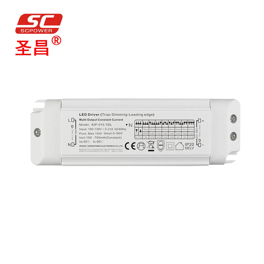 constant current driver 150mA 250mA 350mA 400mA DC 15W Constant Current Dimmable LED Driver 450mA 500mA 600mA 700mA