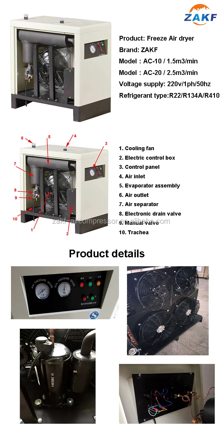 
390CFM 100HP Freeze Drying Machine Compressed Air Refrigeration Equipment Dryer 