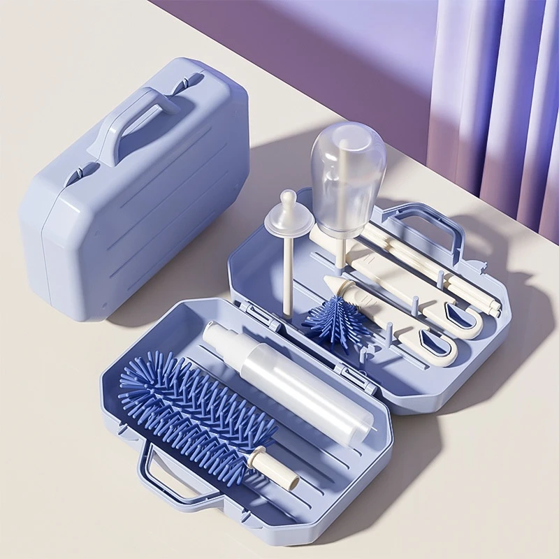 4 in 1 Portable Travel Baby Bottle Drying Rack Milk Bottle Straws Brush Nipple Cleaner