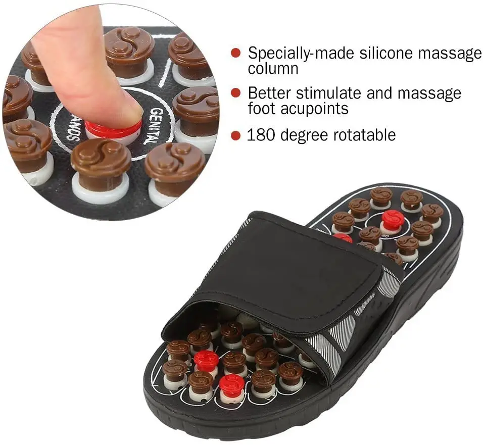 Acupoint Rotating Foot Massage Shoes Slippers Sandal Feet Reflexology Acupressure Acupuncture Therapy Medical