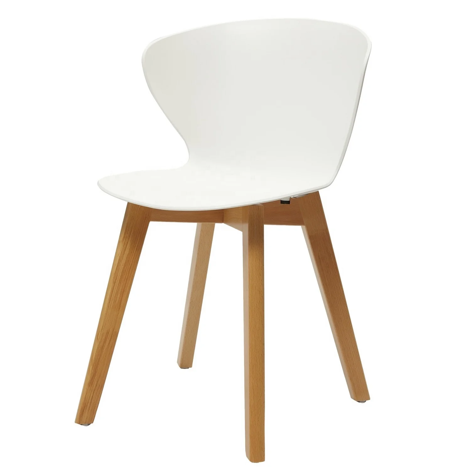 Modern Design Wooden Leg No Arm Plastic White Plastic Chair Stackable Low Price