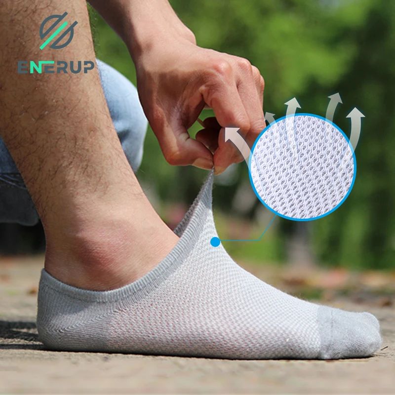 Enerup Custom No Show Cushioned Socks Women Men Anti-Bacterial Invisible No Binding Bamboo Socks