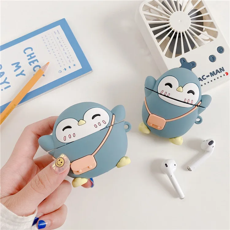 Creative Custom Cartoon Cute Penguin Soft Silicone Protective Case Cover Silicon Holder for Airpods Pro For Airpod 2