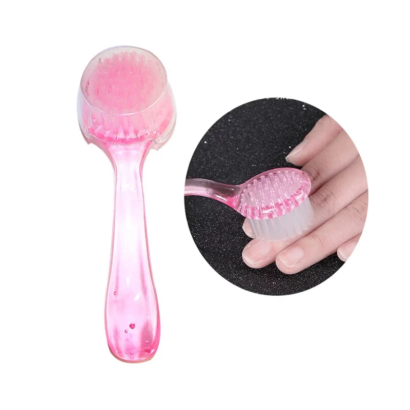 Manicure Nail Brush with Durable Plastic Handle Nail Dust Cleaner with Protective Cover Cap for Foot Scrubber