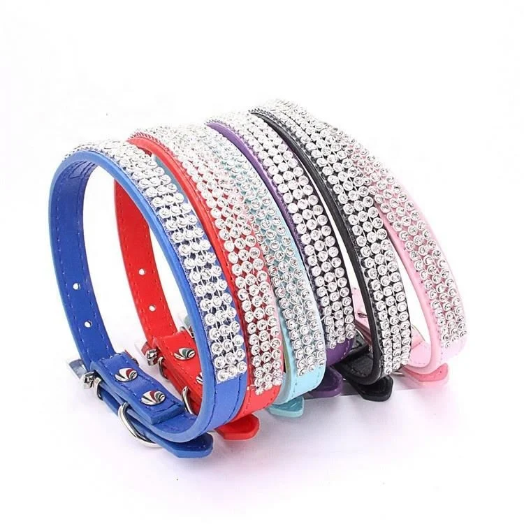 
Simulation Leather Dog Chain Net Diamond Bow Tie Shiny Rhinestone Pet Collar 