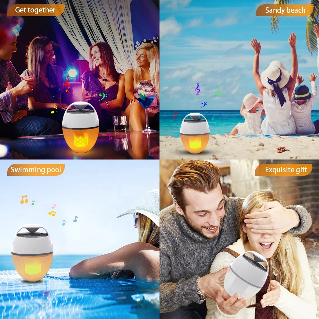 Cootway 2024 New Arrivals IP68 Waterproof Floating Speaker with LED Fire Light Show TWS Function Pool Speaker
