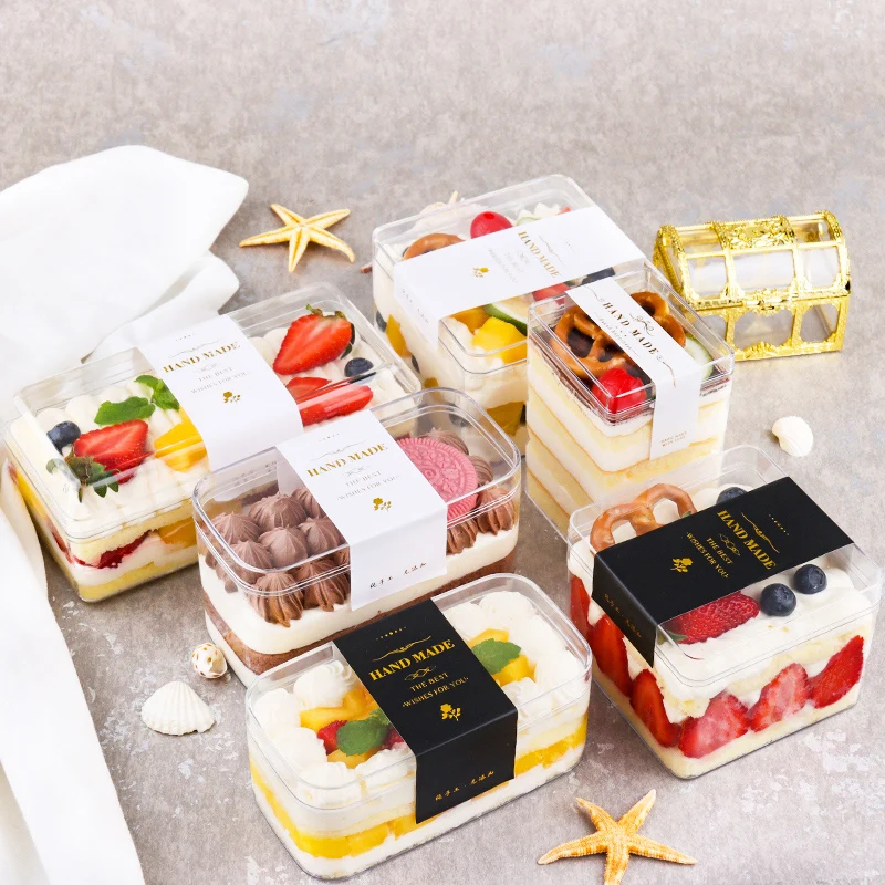 Transparent Hard Plastic Boxes Mini Mousse Cake Dome Container Clear Circle Desserts Emballage Tiramisu Box With Lid