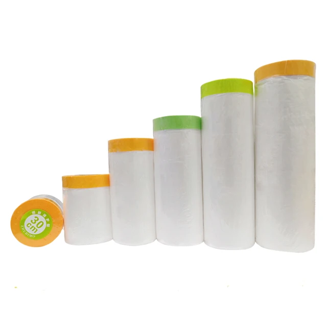 Portable Folded Over Spray Protective Pe Car Masking Film Dust Cover Plastic Film Barrier Paint Block Plastic Masking Film