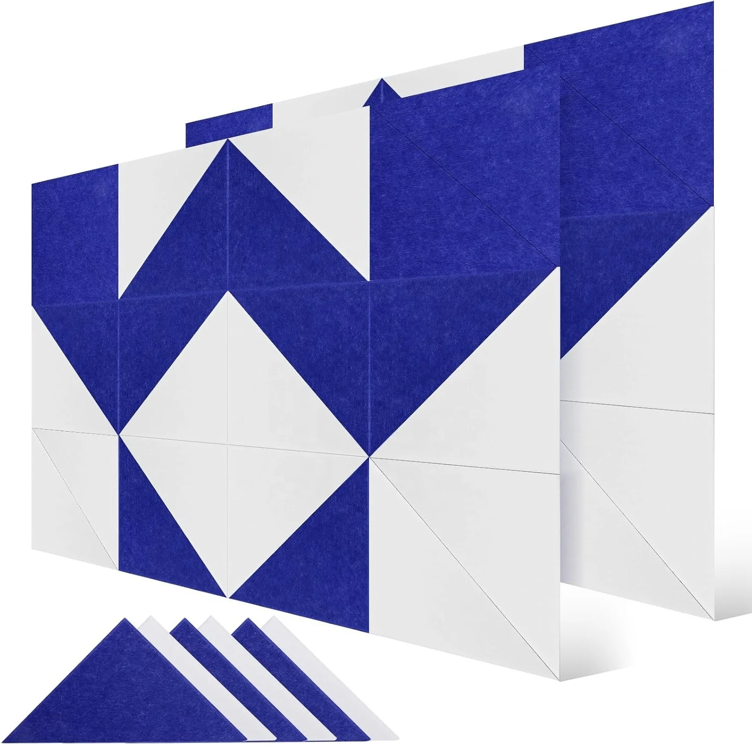 Factory Supply Polyester Fiber Acoustic Panel Self-Adhesive Blue White Triangle Sound Proof Wall Panels for Interior Decoration