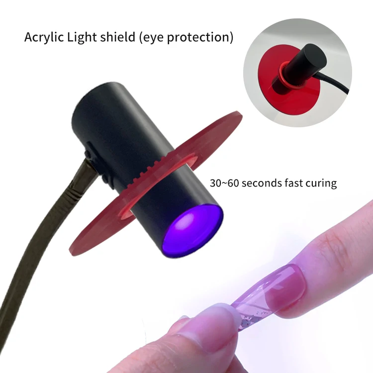 Black 3W Cordless Portable Professional Wireless Rechargeable Art UV Led Acrylic Flash Curing Gel Nail Polish Dryer Lamp Light