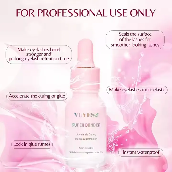 Pre-treatment 15 ml Lash Glue Bonder Pink Matte Bottle Super Primer And Bonder for Lash Extensions