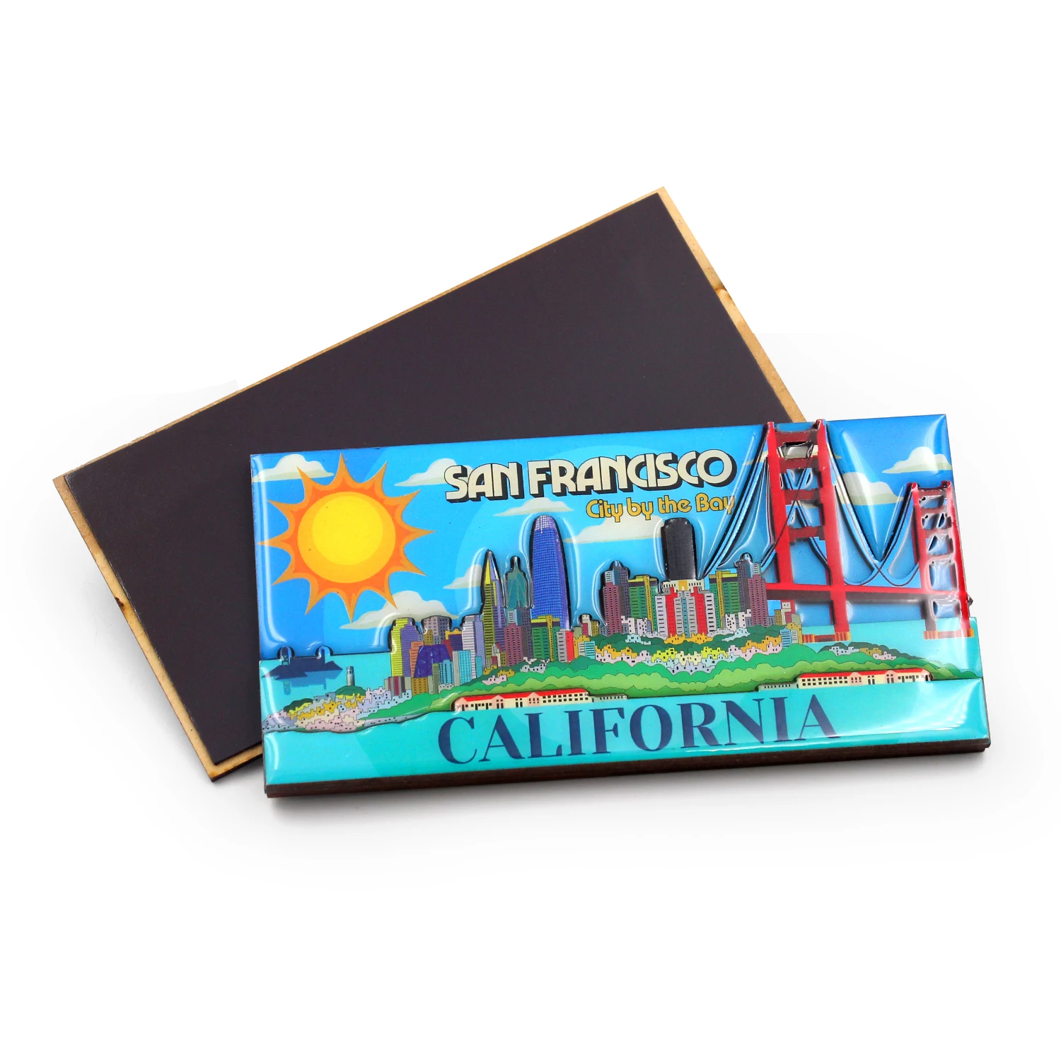 China Manufacturer Rubber Epoxy Refrigerator Door Magnetic Stickers Frame Souvenirs Customized 3D Wooden MDF Fridge Magnet