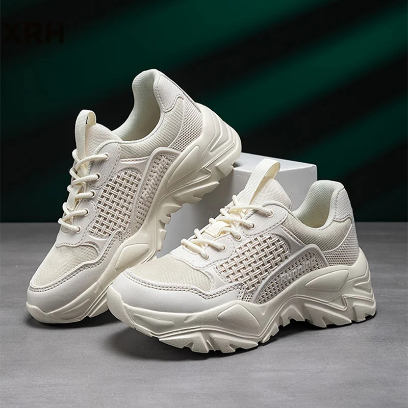 Wholesale Summer Unisex Outdoor Sport Running Platform Custom Logo White Sneakers Casual Men Chunky Walking Style Shoes Women La