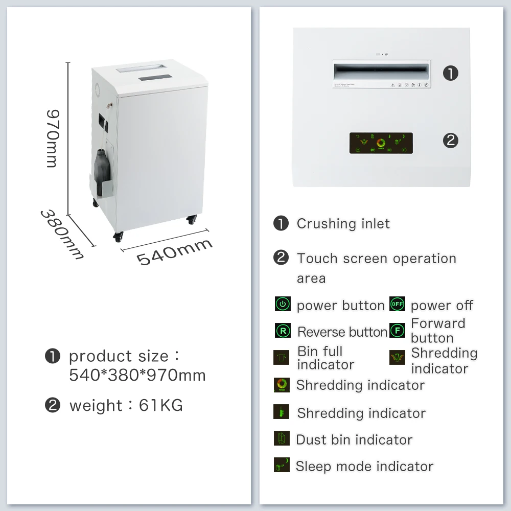 100L Auto Oiling System Paper Shredder Machine Heavy Duty 25Sheets Non-Stop Cut CD Card P-4 3*25 Applicable to large enterprises