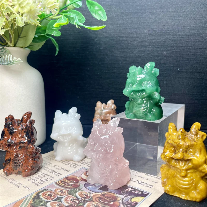 Wholesale Crystal Crafts Engraving Products High Quality Mixed Quartz Crystal Dragon Carving For Gifts