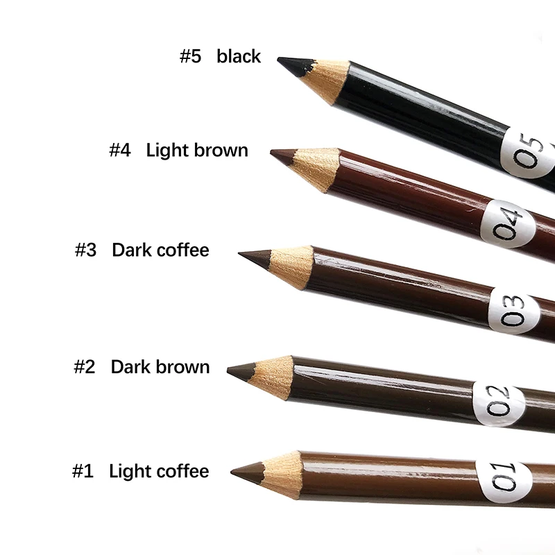 OEM ODM hot sale dark brown waterproof custom 5 Colors Matte  wooden  eyebrow pencil