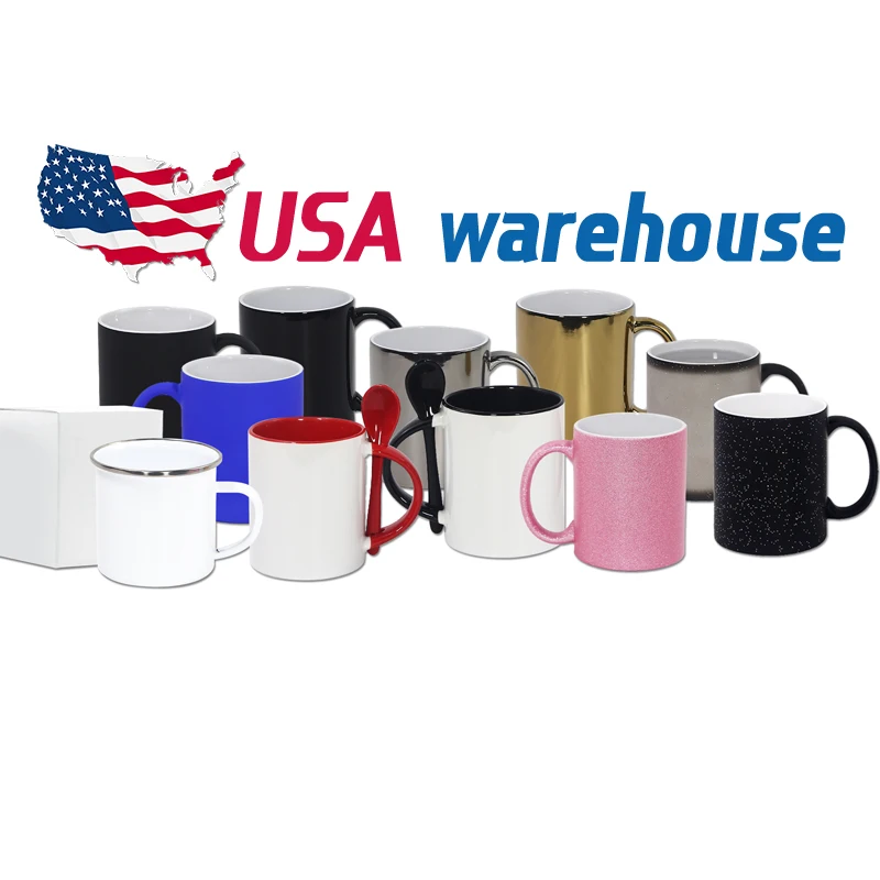 US Warehouse 15 унций сублимации изготовленным на заказ логосом изменение цвета печати 11oz простой белый кофе чашки Керамическая кружка переход от белого к сублимирования