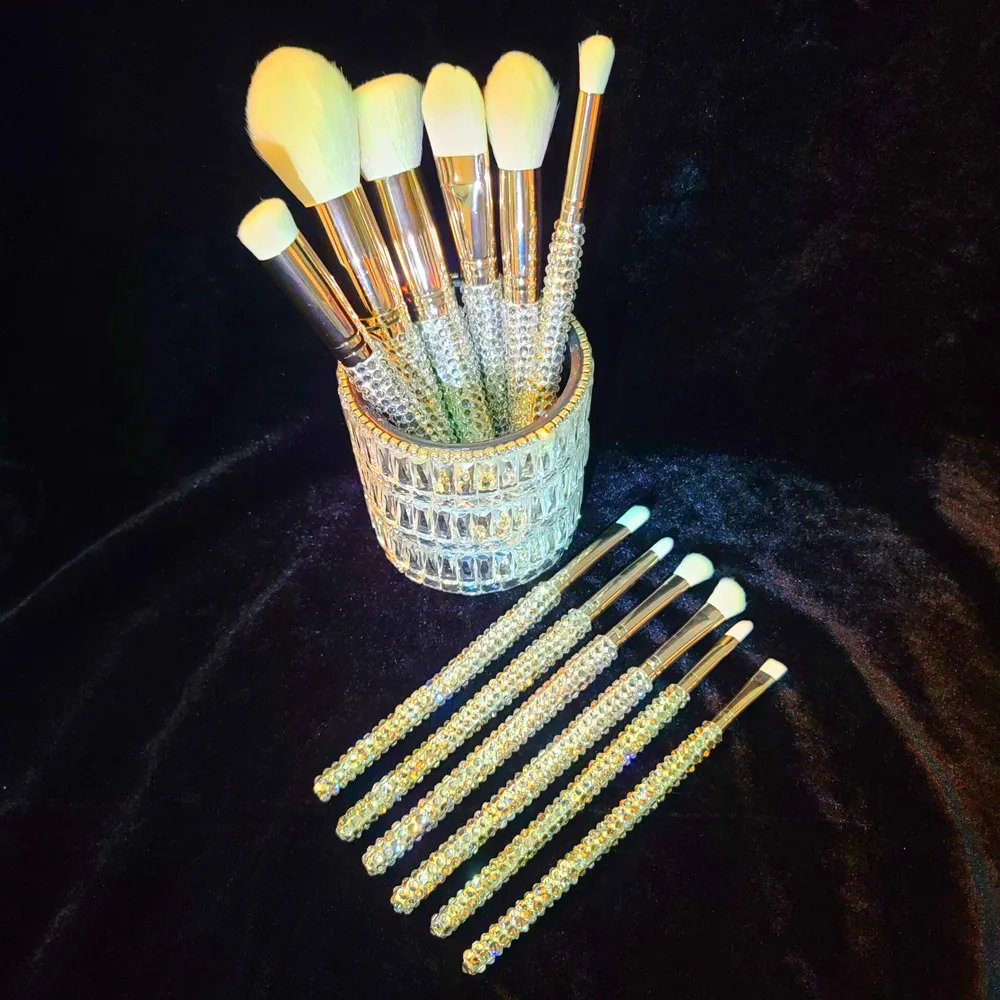 12Pcs  Makeup Brushes Private label Powder Foundation Eye Shadow Eyebrow Crystal Pr  bling bling crystal makeup brush set