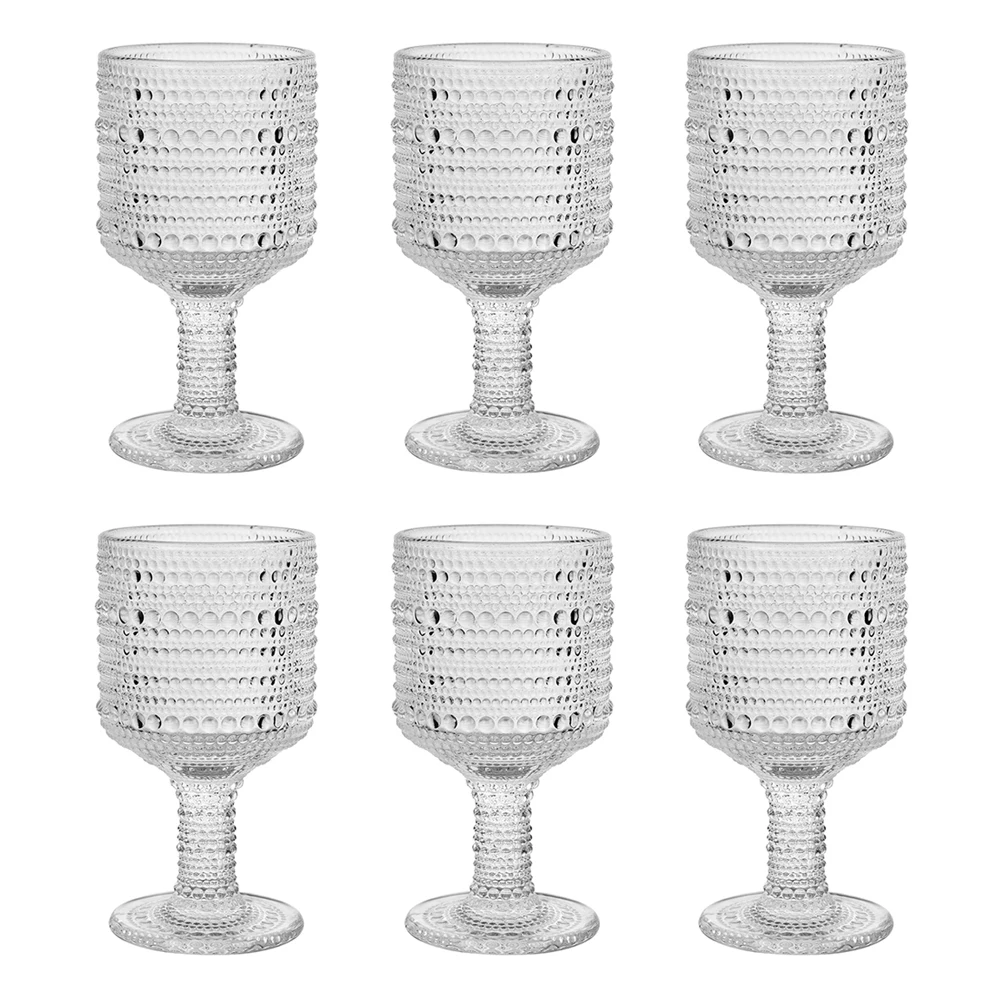9oz Transparent Wine Goblets Set Of 6 Clear Glass Goblets Fancy Wine Glass Cute Wine Glasses Vintage Glassware