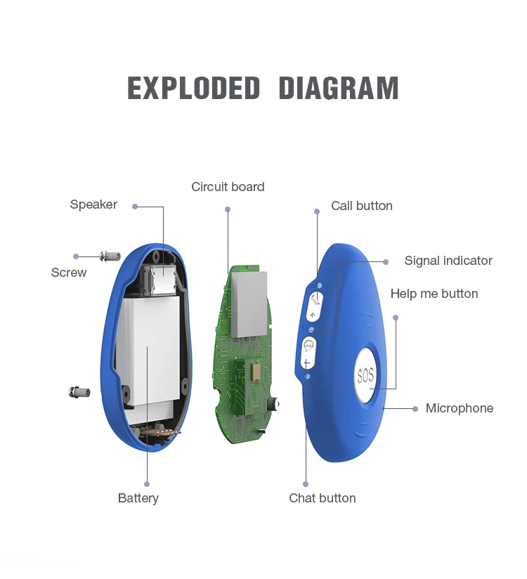 Waterproof GPS Tracker Keychain for Kids Personal Locator GSM SOS Alarm Bracelet with Android App Track View