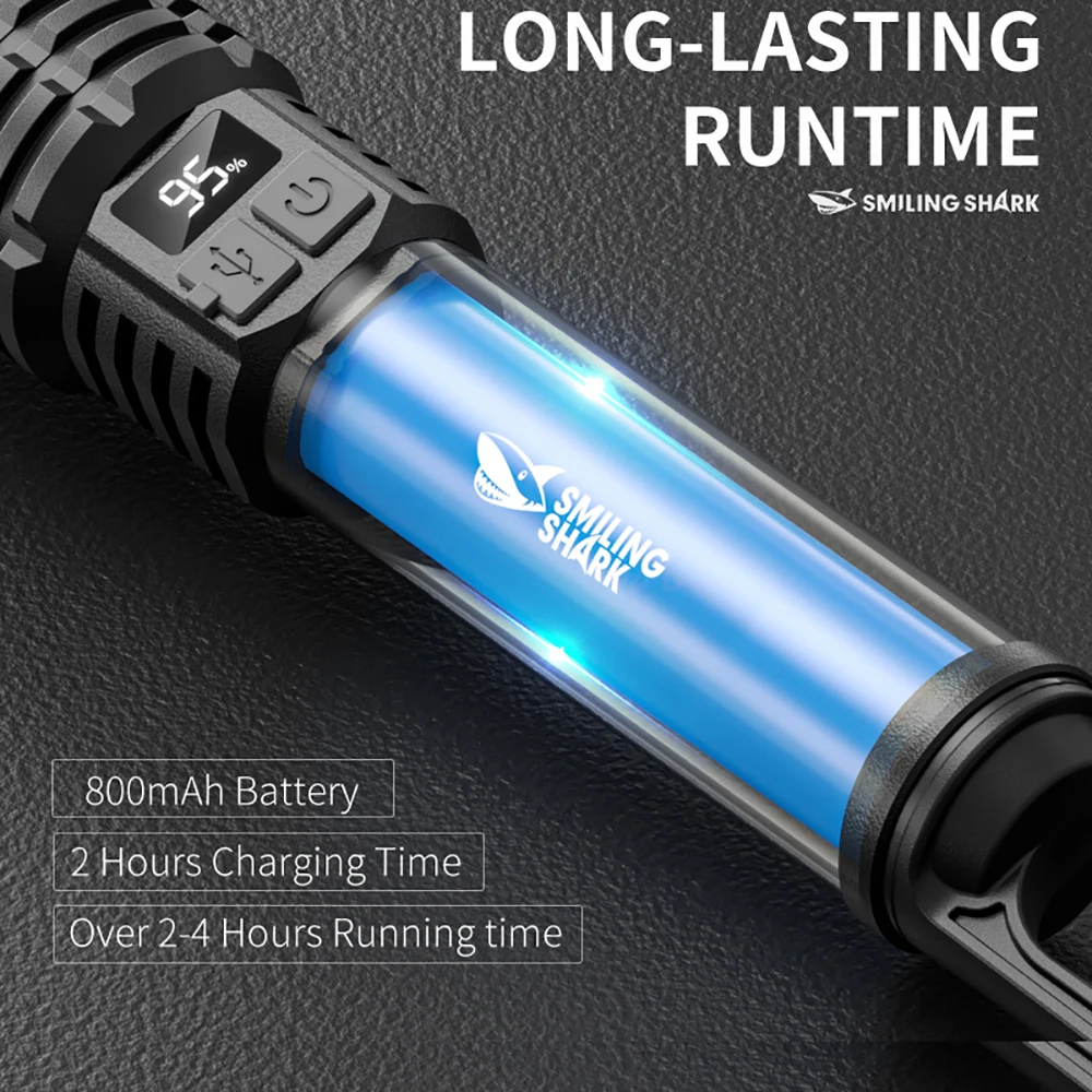 Outdoor Camping LED Tactical Flashlight 10000mAh Rechargeable Long Range Emergency Spotlight