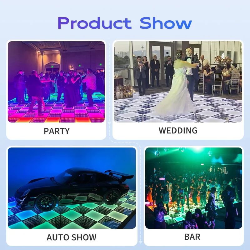 Stage Lighting Up 50x50cm disco music equipment 3D time Tunnel RGB Night Club Disco Dj dance floor led
