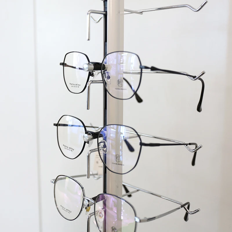 14 pairs modern display stand eyewear display bar eyeglasses display metal wall mounted sunglasses rack rods holder glasses