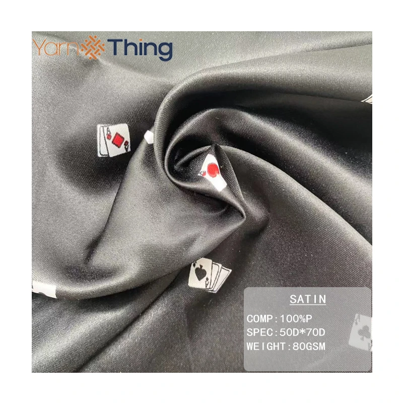 Water Print Fashion Custom 50D*75D 100% Polyester Matte Satin Fabric for Sleepwear Nightshirts
