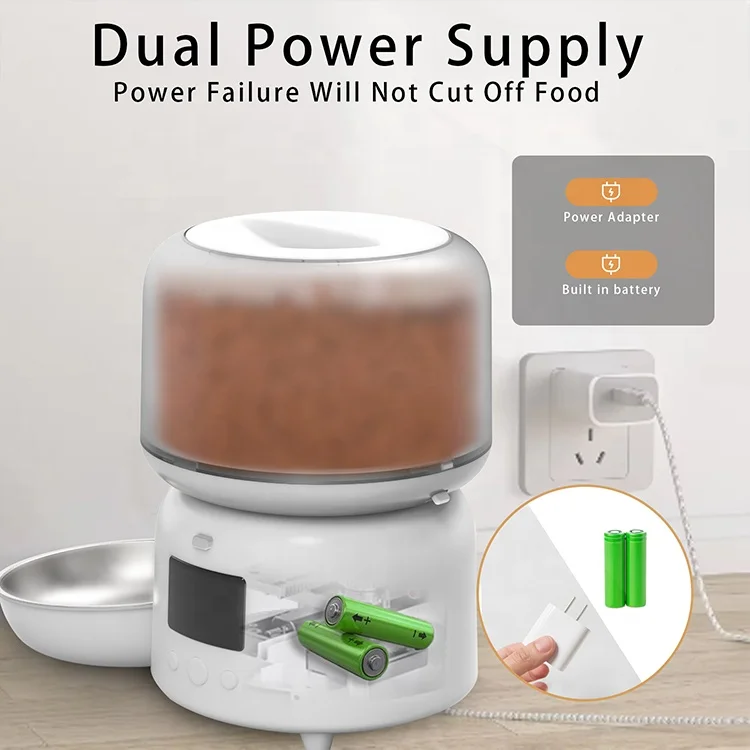 3l Cat Food Dispenser Automatic Pet Dog Cat Feeder With Stainless Steel Bowls