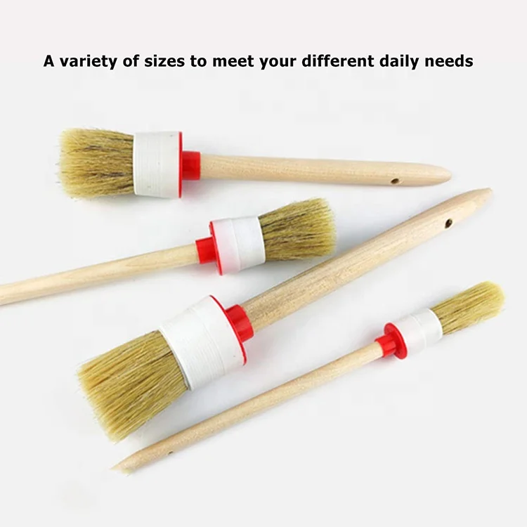 Wooden Handle Brush Chalk Paint Pig Bristles Plastic Ferrule Paint Brush for Painting Cleaning