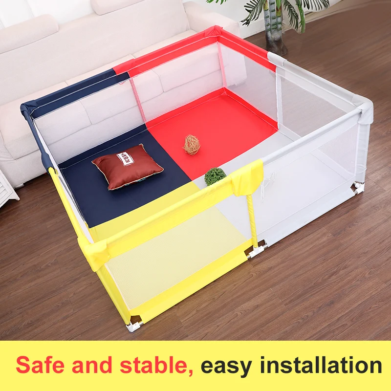 childPlaypens Color stitching Sturdy Babies Playpen with Anti-Slip Suckers Play Yard for Baby