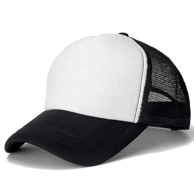 Wholesale Black Drop Ship Custom Logo Plain Fitted Hat Blank Trucker Foam Cotton Mesh Caps