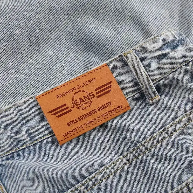Custom logo garment patch embossed synthetic pu faux leather label patch