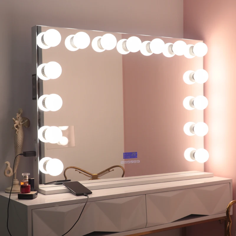 Large Desktop Hollywood Mirror With Light Bluetooth Led Makeup Vanity Dressing Table Mirror