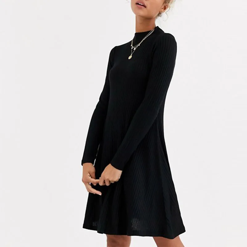 
Fashion plain black high neck sweaters designs for women plain sweaters 