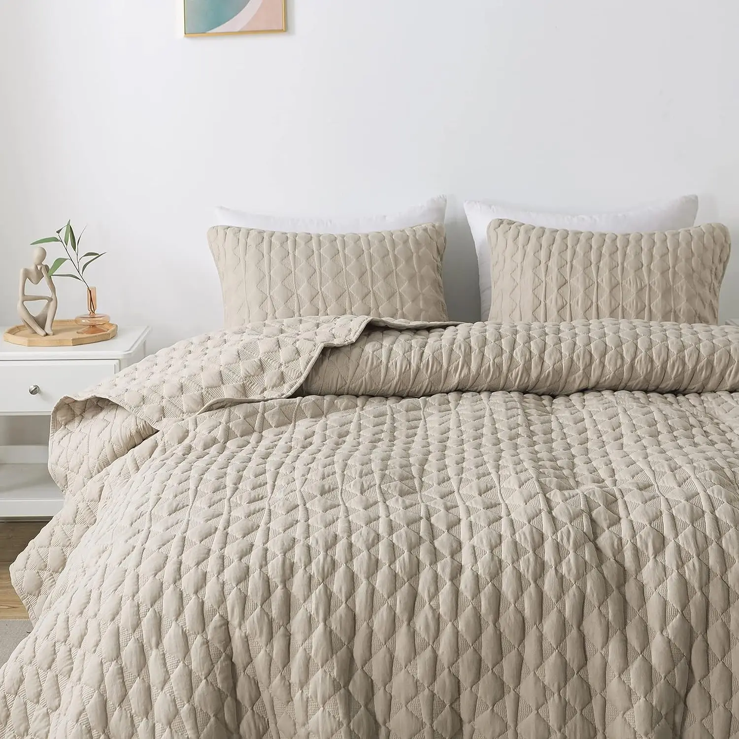 Lightweight Soft Quilt Queen Size bedspreads & Coverlets Bedding Sets with Pillow Shams For All Seasons