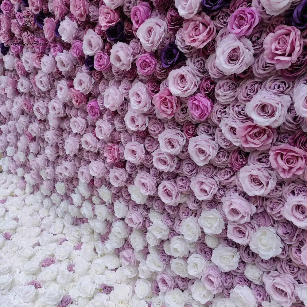 DKB  Custom 3D Cloth Flowerwall Wedding Artificial Silk Rose Flower Wall Panel Backdrop Artificial Flower Decorative Flowers For