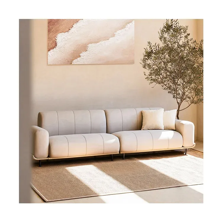 Italian Sofa Light Luxury Silicone Leather Ivory Sofas Couch Tech Fabric Modern Fabric Sofa For Living Room Furniture