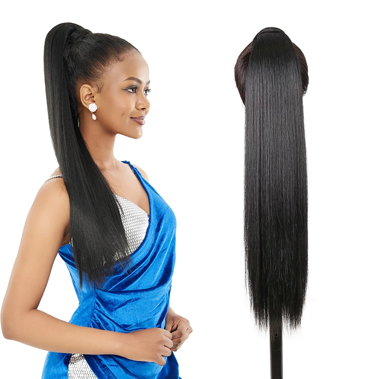 Wholesale 28 Inch Synthetic Wrap Around Ponytail Straight Extension Clip in Hair Ponytails