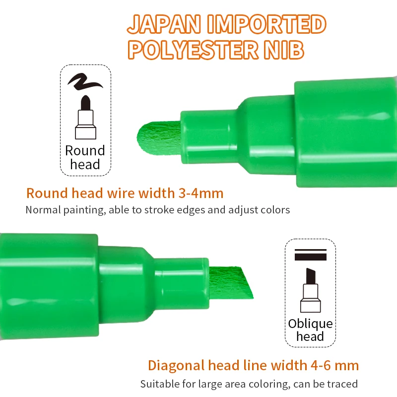 Round Toe Tip Liquid Chalk Pen 8 color Reversible Nib Liquid Chalk Marker For Paper Glass Ceramic