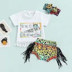 RTS tiger print tassel t-shirt rainbow print bloomers newborn baby clothes cute infant outfit sets