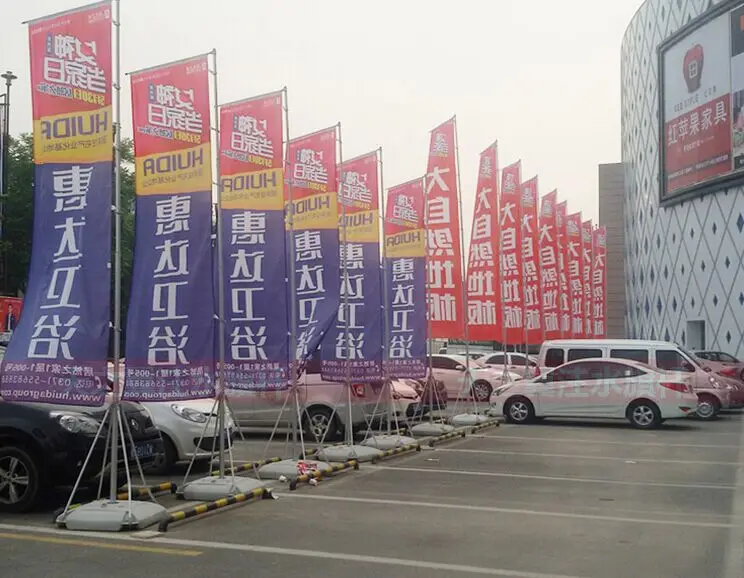 Outdoor Banner Advertising Promotional Display Water Injection 5M 7M Telescopic Giant Waterbase Flagpole rectangle square Flag
