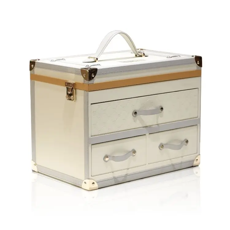 Роскошная деревянная шкатулка из искусственной кожи на заказ с двумя ящиками