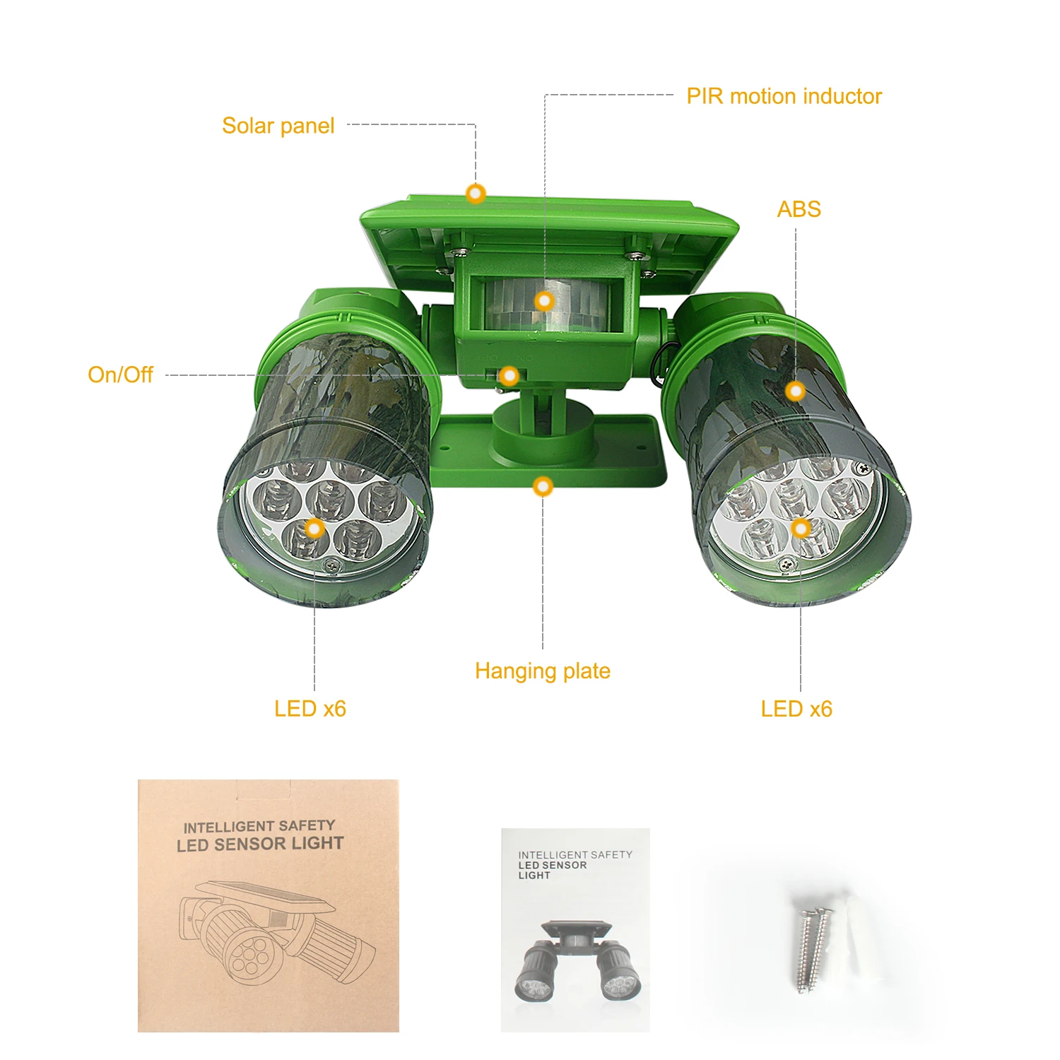 Solar Motion Sensor Garden Lighting PIR Motion Sensor 120 Degree IP65 Waterproof  Deer Feeder Light Pig Hunting Green Light